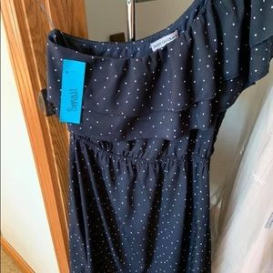One Sleeve Mid Thigh Length Dress With Stars